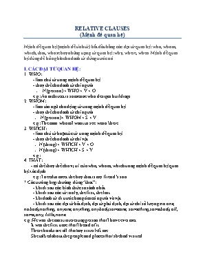 Lý thuyết Mệnh đề quan hệ (Relative clauses)
